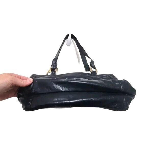 Vintage SAS Blue Leather Shoulder Bag Double Shoulder Straps Zip Snap Front 12x8 - Picture 4 of 10